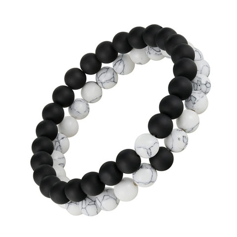 2 unids/set distancia pulsera corona perlas encanto pulseras de piedra Natural para los hombres y las mujeres parejas brazaletes de la Amistad joyería regalos ► Foto 1/6