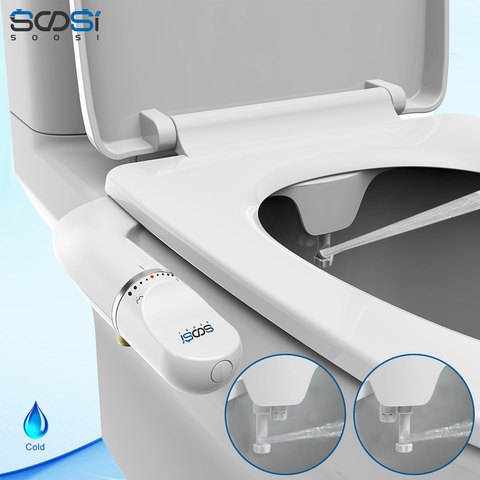 SOOSI-pulverizador de asiento de inodoro de diseño delgado, ducha musulmana, doble boquilla de agua dulce, limpieza de culo, montado en inundación, para ancianos y niños ► Foto 1/6