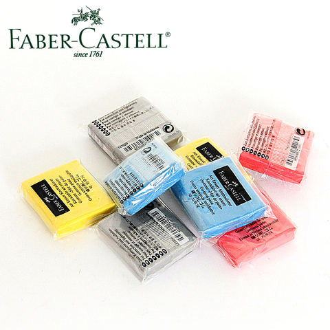 4 Uds. De arcilla de modelado suave Faber Castell 127120BKneadable para lápices de carbón, Color azul/gris/rojo/amarillo ► Foto 1/5