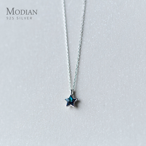 Modian-collar de plata de ley 925 con forma de estrella para mujer, colgante con forma de estrella, ajustable, joyería fina Original ► Foto 1/4