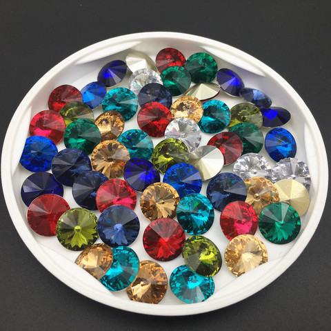 Rivoli-diamantes de imitación de resina para decoración de ropa, parte trasera en punta de alta calidad, redondos, 12mm, 40 Uds. ► Foto 1/6
