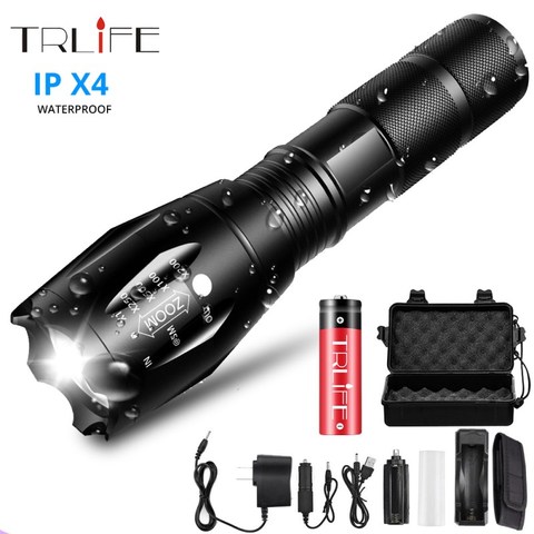 T6/L2/XPL V6 LED linterna táctica 10000 lúmenes Lanterna ajustable led antorcha Zoomable Linterna + cargador + 1*18650 batería ► Foto 1/6