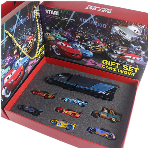 Disney Pixar 3 Metal 1:55 juguete de modelo de coche conjunto con caja de regalo Rayo McQueen y Jackson tormenta Raymond es el regalo de cumpleaños para los niños ► Foto 1/6