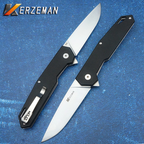 Kerzeman-cuchillo plegable de supervivencia táctica D2, cuchillo de rodamiento de bolas para acampar al aire libre, accesorios básicos de caza con mango G10 ► Foto 1/6