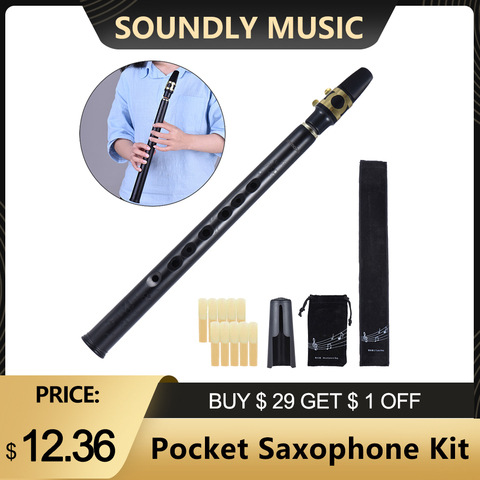 Saxofón negro Mini saxofón portátil de bolsillo, pequeño saxofón con cañas saxofón, bolsa de transporte, pastas de diente para principiantes ► Foto 1/6