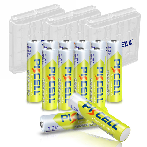 12 pilas PKCELL AAA Ni-MH 1000 V 1,2 mAh AAA baterías recargables 3A Bateria Baterias + unids 3 piezas caja de batería ► Foto 1/6