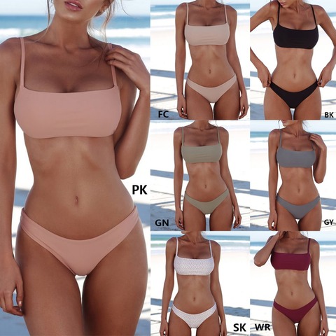 Conjunto de Bikini brasileño sin relleno para mujer, bañador Sexy de realce, traje de baño Vintage para playa, novedad de 2022 ► Foto 1/6