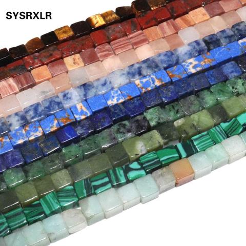 Espaciador de lapislázuli cuadrado de piedra Natural, cuentas sueltas de 4x4mm para fabricación de joyas, pulsera, collar, accesorios, Material ► Foto 1/6