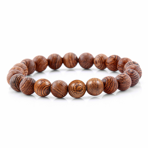 Pulsera de cuentas de madera para hombre y mujer, brazalete con cuentas cruzadas de 7 chacras, curación de ónix, pulseras y brazaletes de búho, oración, Reiki, Buddha ► Foto 1/6