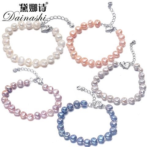 Dainashi-pulsera de perlas naturales de agua dulce para mujer, 100% de 8-9mm, 16cm-20cm, novedad de 2022 ► Foto 1/5