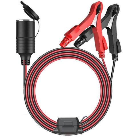 Abrazadera de batería de cocodrilo para encendedor de cigarrillos, cable de extensión de enchufe hembra para inversor de coche, 10 pies/3M, 12V y 24V ► Foto 1/5