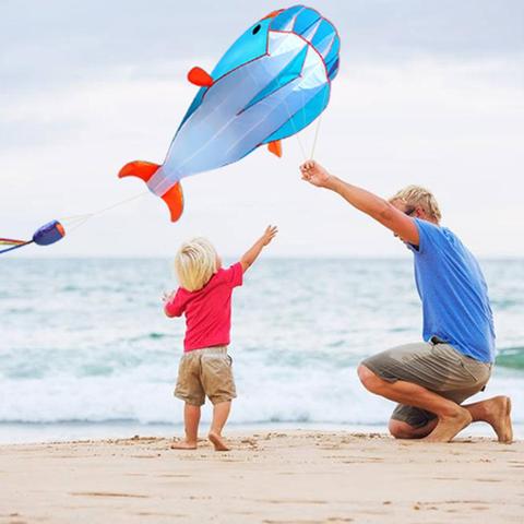 Cometa voladora sin marco con línea de 30m para niños, Gran Delfín 3D para exteriores, juguete para niños ► Foto 1/6