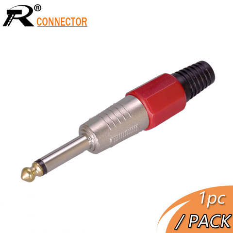 1pc Jack 6,35 conector de cable de altavoz de Audio 6,35mm MONO Centro Sophomore enchufe para micrófono, amplificador 7 opciones de colores chapados en níquel ► Foto 1/6