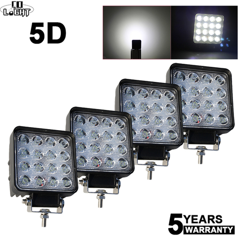 CO LIGHT-Barra de luces Led todoterreno 5D, luz de trabajo de 4 pulgadas, 48W, DRL, lámpara de trabajo, faros antiniebla de conducción para tractores, camiones, barcos, 12V, 24V ► Foto 1/6