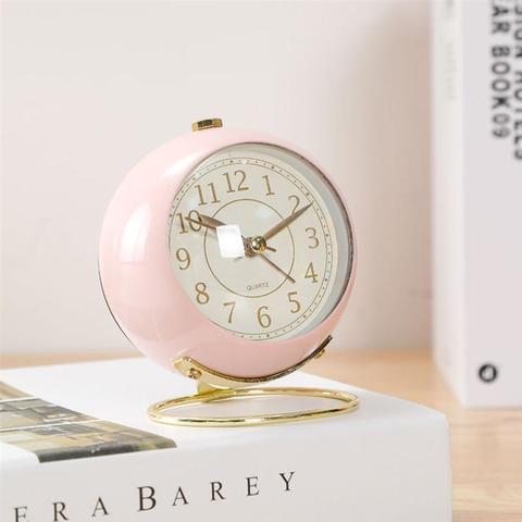 Reloj despertador de Metal de estilo Retro, despertador redondo de escritorio, alarma de mesita de noche, decoración de escritorio ► Foto 1/6