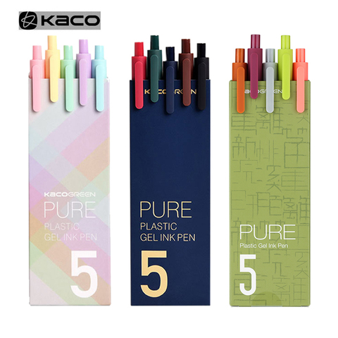 KACOGREEN pluma 5 unids/pack KACO plástico puro Gel pluma de tinta firmar pluma de tinta de bolígrafo para la escuela/oficina/trabajador ► Foto 1/6