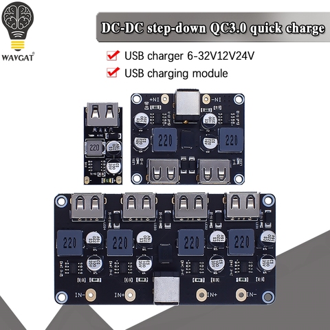 Convertidor de DC-DC USB QC3.0 QC2.0, módulo de reducción de carga, 6-32V, 9V, 12V, 24V a placa de circuito de cargador rápido, 3V, 5V, 12V ► Foto 1/6