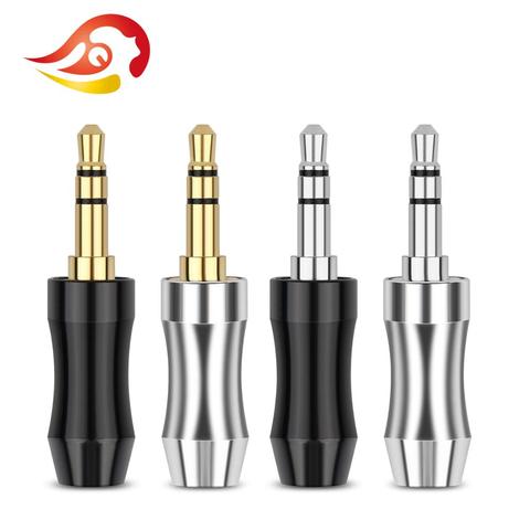 QYFANG-conector de cable de aleación de aluminio para auriculares, conector de cable de Audio de alta fidelidad, de cobre, chapado en oro y Rodio, 3 Pole, 3,5mm ► Foto 1/6