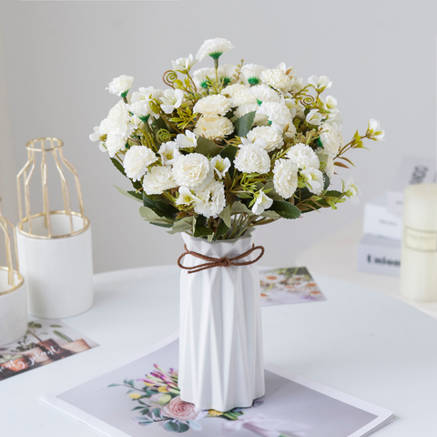 Clavel flores artificiales de alta ramo de calidad boda decorativa jarrones para casa decoración de la Mesa de jardín plantas Hortensia ► Foto 1/6