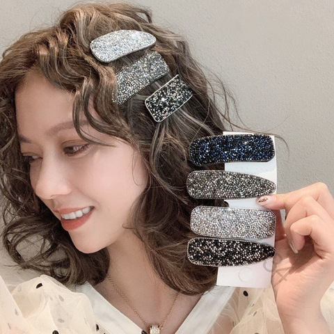 Horquillas con diamantes de imitación de cristal brillante para niña y niña, 1 Uds., pinzas geométricas para el pelo, cuentas de semillas, accesorios para el cabello ► Foto 1/6