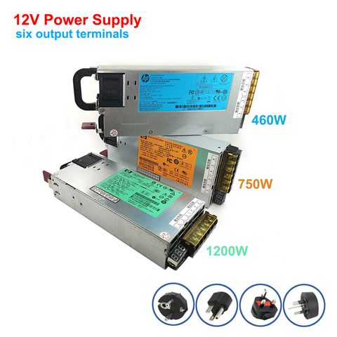 Fuente de alimentación conmutada de 12V, 460W, 750W, 1200W, unidad de potencia, luz de adaptador de corriente, transformador de CA de 110V, 220V a CC de 12V opcional, cable XT60 ► Foto 1/6