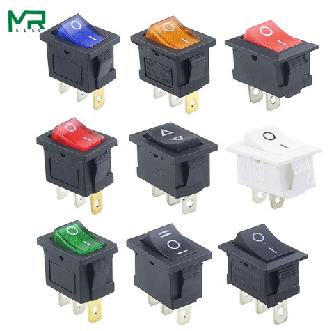 KCD1 2 interruptor basculante para coche KCD1 de 3 pines y 6a/10A, 250V/125V CA, rojo, amarillo, verde, azul y negro, al mejor precio, KCD1 ► Foto 1/5