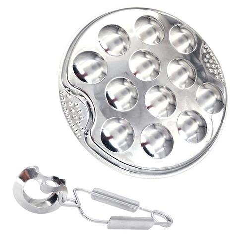 1 Juego de plato Escargot de seta de Caracol de acero inoxidable con 12 compartimentos ► Foto 1/6