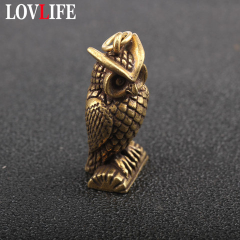 Cobre puro lindo búho clave cadena anillos colgante anillo latón Retro Animal llavero coche colgante joyería niños regalo para Amiga ► Foto 1/5