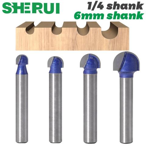 1 Uds 1/4 ″Shank 6mm vástago profesional Bola de nivel la nariz Router Bits conjunto Molino de extremo redondo Cove caja de carburo sólido CNC radio Core molino ► Foto 1/6