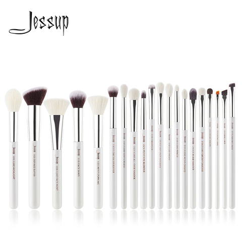 Jessup, juego de pinceles de maquillaje profesional de color blanco perla/plata, herramientas de belleza, pincel de maquillaje, kit de cosméticos, base, polvo, Pintura de lápiz ► Foto 1/6