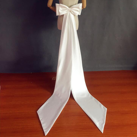 Vestido de novia de satén con lazo, traje de novia desmontable, color blanco ► Foto 1/6