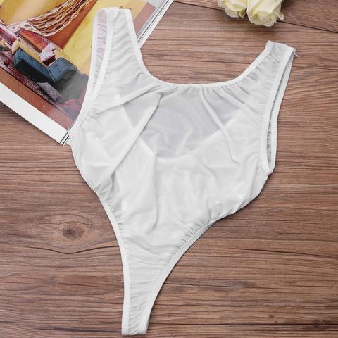 Bañador Sexy de Tanga transparente de corte alto para mujer, lencería erótica sin espalda, ropa interior, trajes para el cuerpo ► Foto 1/6