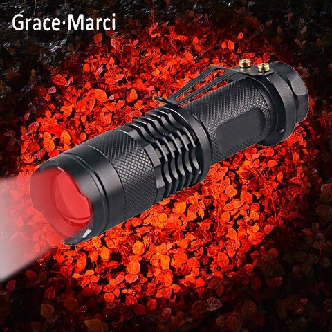Linterna Roja con Zoom ajustable potente, 3W, LED, 625nm, luz roja, Mini Luz de bolsillo con Clip para caza y Astronomía ► Foto 1/6