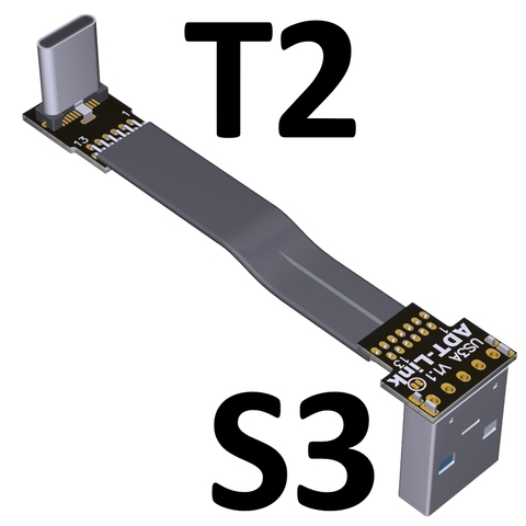 Cable de cinta USB tipo-c, Cable de protección EMI plano FPC, USB 3,0 tipo C, Conector de ángulo de 90 grados, arriba hacia abajo, 5cm-3m, USB 3,1 ► Foto 1/6