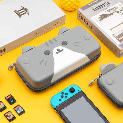 Geekshare-Orejas de gato para Nintendo Switch, Estuche de transporte de viaje con orejas tridimensionales grises para Nintendo Switch ► Foto 1/6