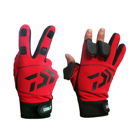 Daiwa-guantes de algodón para deportes al aire libre, resistentes al agua, duraderos, antideslizantes, para senderismo, cálidos, para pesca, 3 dedos ► Foto 1/6