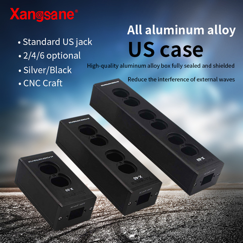 Xangsane-carcasa con potente filtro hifi, aleación de aluminio, potencia para enchufe de EE. UU. 2/4/6, toma de corriente opcional, negro/plateado ► Foto 1/6