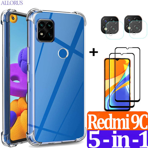 Funda Xiaomi Redmi 9C, Silicona Anti-shock Fundas Xaomi Redmi 9C NFC funda  transparente+cristal+lente suave/360 completa Airbag Carcasa Xiaomi 9C Case  Redmi 9 C Global M2006C3MG funda de protección - Historial de precios