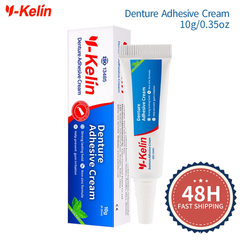 Crema adhesiva para dientes y-kelin, tamaño de muestra de 10g/0,4 oz, líquido de dentadura postiza de fórmula no zinc que se mantiene durante todo el día ► Foto 1/6