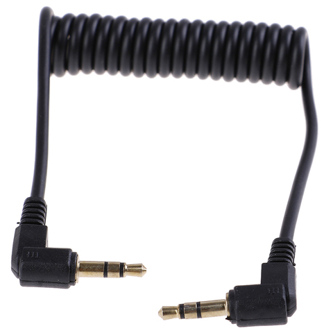 1 pc en espiral toma de Cable Audio derecho ángulo de 90 grados Aux de 3,5mm M/M de Cable para coche móvil línea MP4 jugador 3,5mm AUX Cable ► Foto 1/5