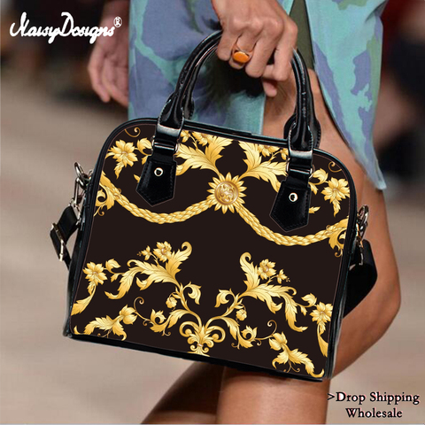 De Lujo bolsos de las mujeres europeo floral, dorada de cuero bolsas de cuero de la PU bolso de hombro femenino niñas Bolsa-Dropshipping. Exclusivo. ► Foto 1/6