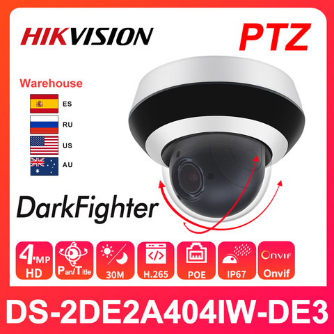 Hikvision-cámara IP PTZ Original, DS-2DE2A404IW-DE3 actualizada, 2,8-12mm, IR, 15M, Zoom 4X, con PoE, H.265, vídeo CCTV, cámara de vigilancia ► Foto 1/5