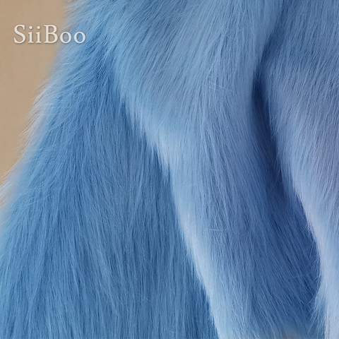 Tela de piel sintética de pelo para abrigo, chaleco, collar de piel, capa, color azul claro, alta calidad, 9cm, 150x50cm, 1 unidad, envío gratis, SP2478 ► Foto 1/6