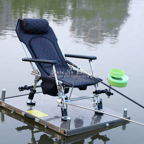 Silla de pesca plegable, taburete de pesca portátil multifunción, elevación, reclinable, de acero inoxidable, novedad de 29% ► Foto 1/6