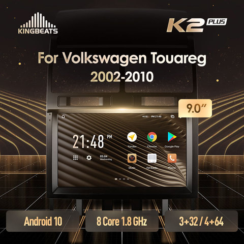 KingBeats-Radio Multimedia con GPS para coche, Radio con reproductor, Android 10, ocho núcleos, unidad principal HU, 4G en el tablero, navegador, 2 din, estéreo, 2 Din, Android, para Volkswagen Touareg GP, 2006-2012, SIN dvd ► Foto 1/6