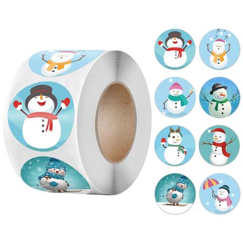 50-500 Uds sello de etiqueta adhesiva calcomanía Merry Christmas 1 pulgadas muñeco de nieve Navidad, para fiesta DIY embalaje adhesivo de papelería ► Foto 1/4