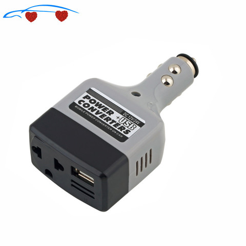 Convertidor de energía de coche cargador adaptador con carga USB, DC 12V a AC 220V, 1 Uds. ► Foto 1/6