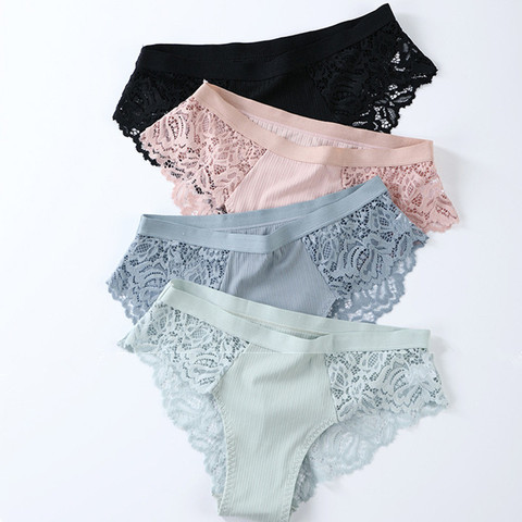 3 uds bragas de algodón Panty Sexy braguitas bragas de encaje ropa interior de las mujeres ropa interior Bragas para mujer damas Floral Pantys calzoncillos ► Foto 1/6