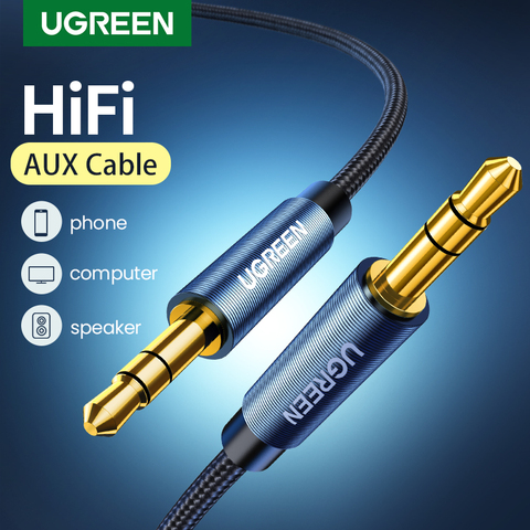 UGREEN 3,5mm Adudio Cable AUX Cable macho a macho Cable trenzado para 3,5 Jack auto estéreos iPhone iPad Cable auxiliar de 3,5mm ► Foto 1/6