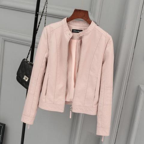 Chaqueta de cuero PU para mujer, chaqueta informal ajustada Cuero artificial suave para motocicleta, Primavera/otoño, 2022 ► Foto 1/6